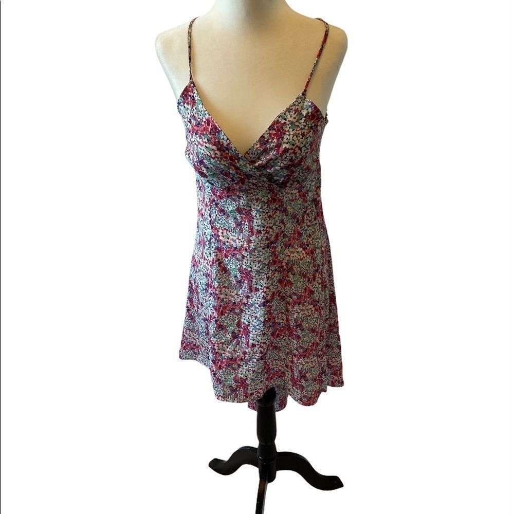 Pink Floral Print Sweetheart High Low Light Dress